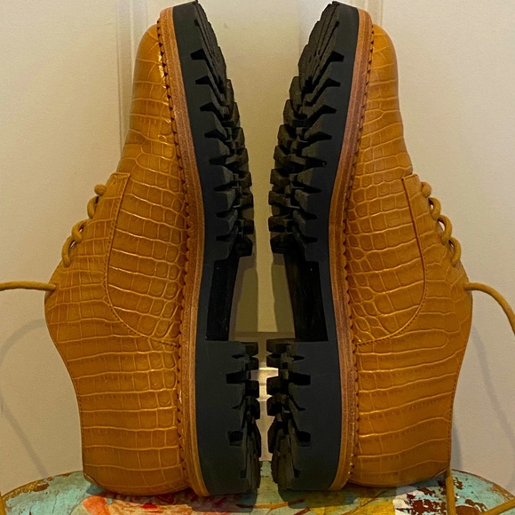 Vince Croc Camilla Lug Brogue Leather Camel Loafers in size 6 - Picture 6 of 16